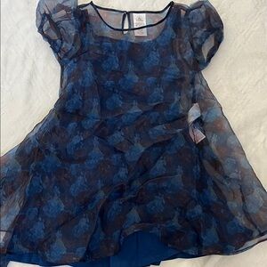 Disney Snow White Navy Blue Sheer Floral Overlay